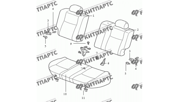 Заднее сиденье Geely MK
